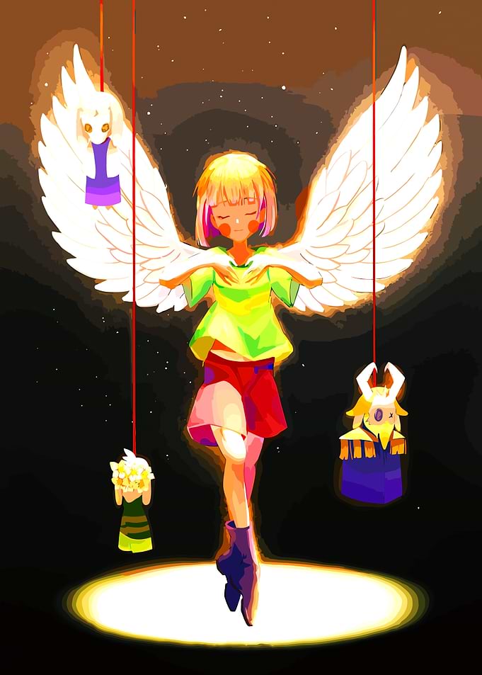 Chara with Angel Wings and Puppets