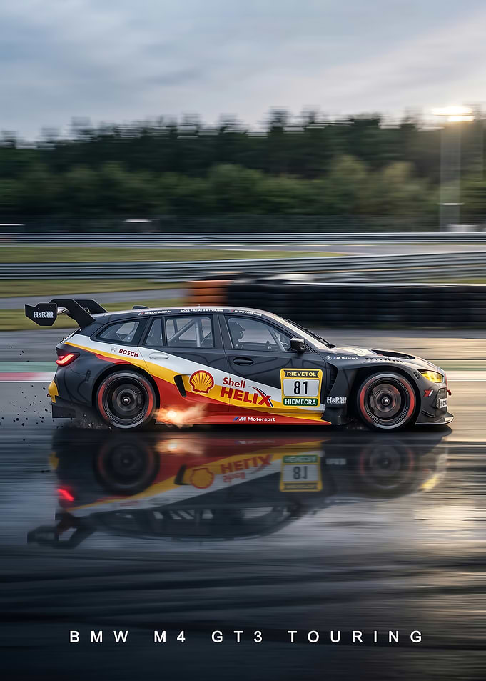 sleek fast M4 GT3 Touring Car on Track poster