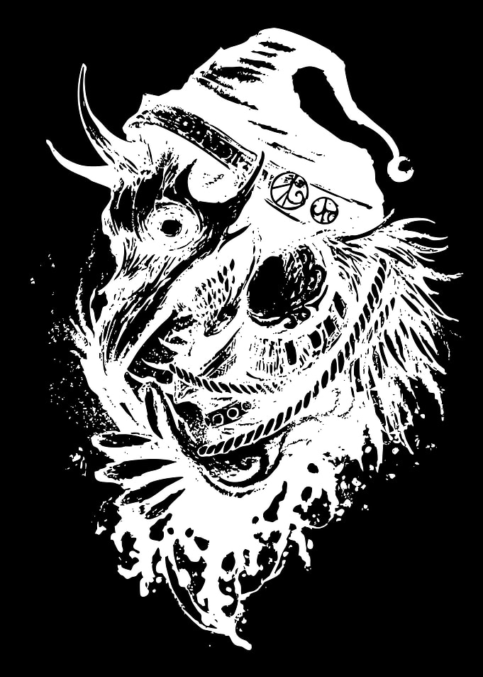 Dark Fantasy Skull with Horns and Hat
