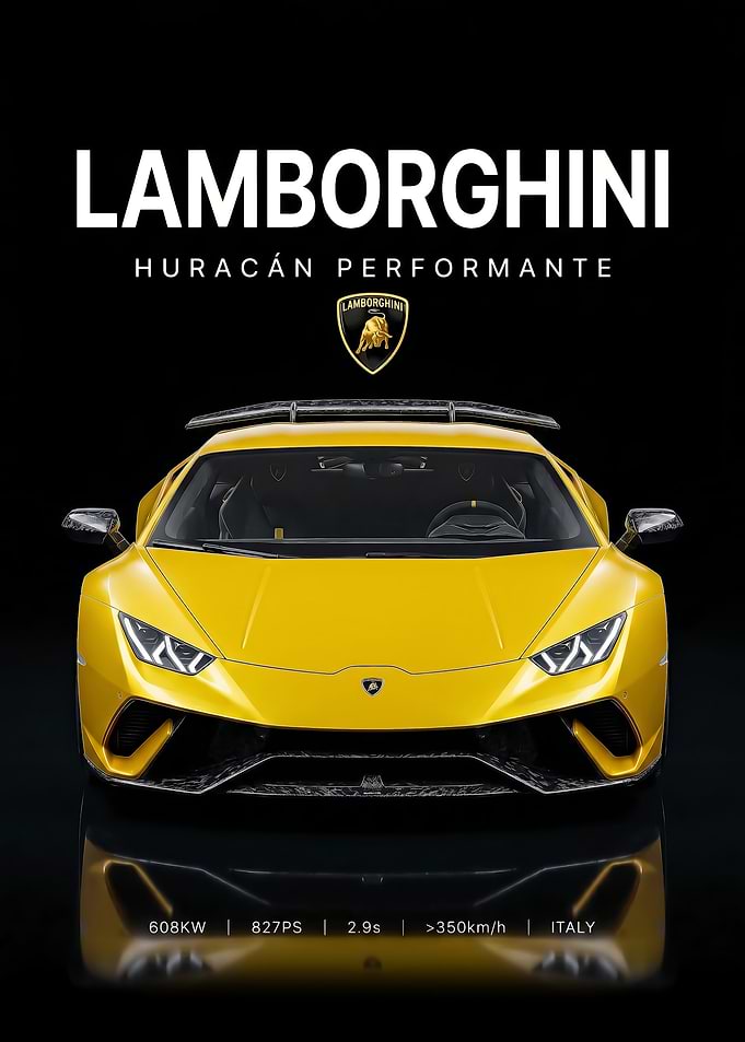 sleek Yellow Lamborghini Huracan Performante poster