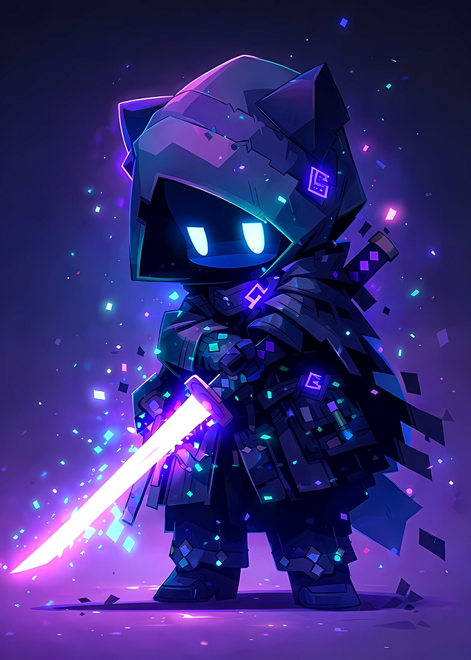 Cyberpunk Ninja with Glowing Sword