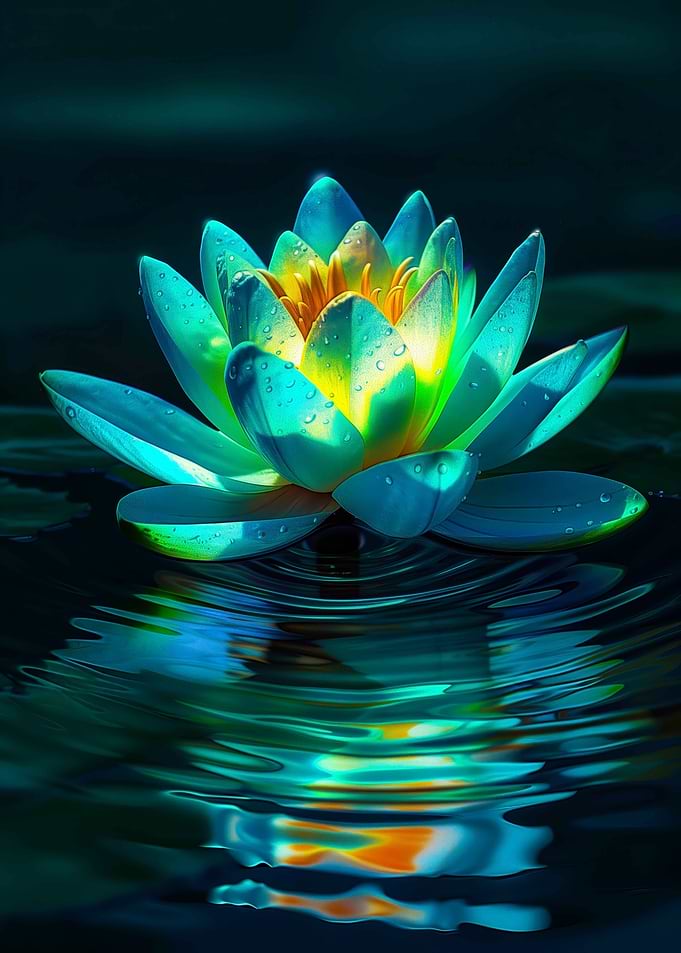 Luminous Water Lily Reflection