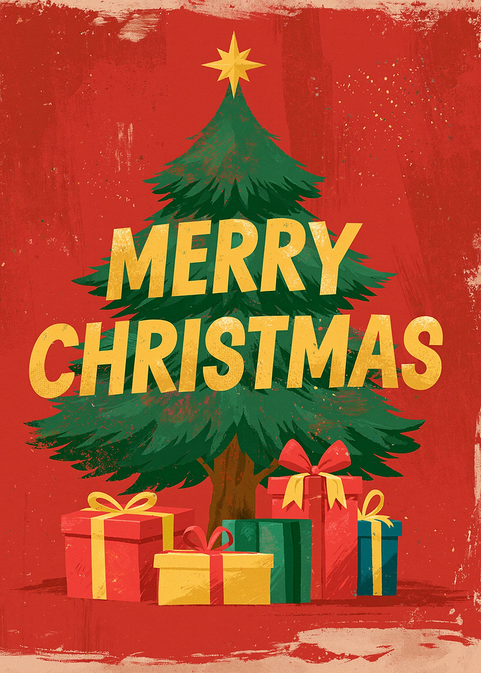 Merry Christmas Tree with Gifts