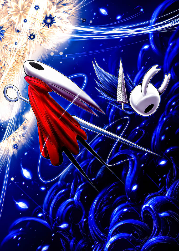 Hornet and Knight in a Cosmic Battle
