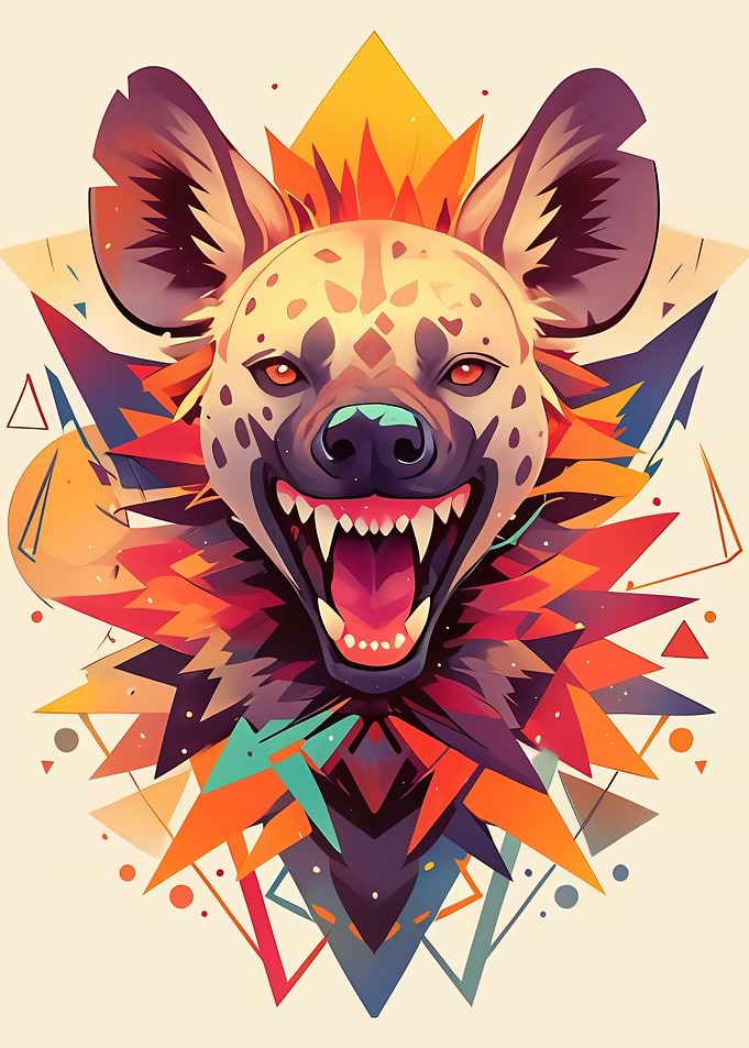 Aggressive Hyena with Geometric Background