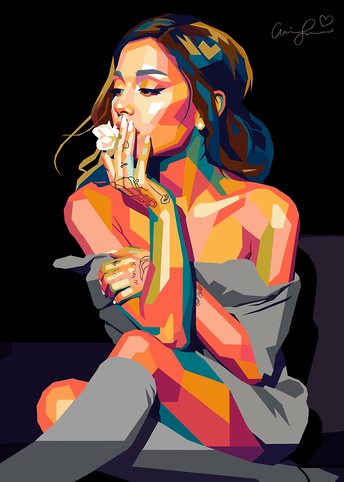 Ariana Grande with Flower in Pop Art Style