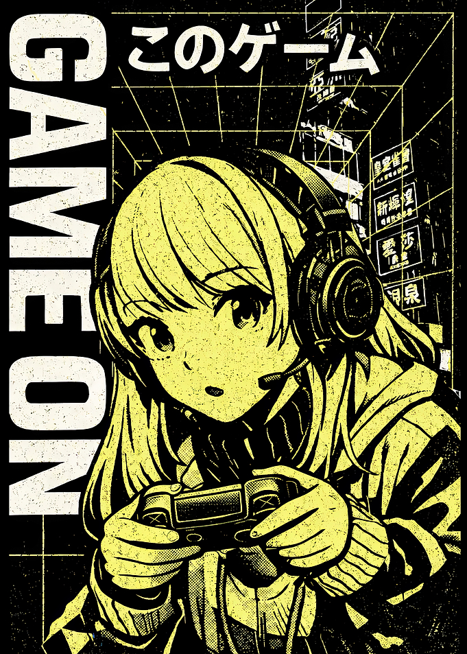 Anime Gamer Girl with Headphones