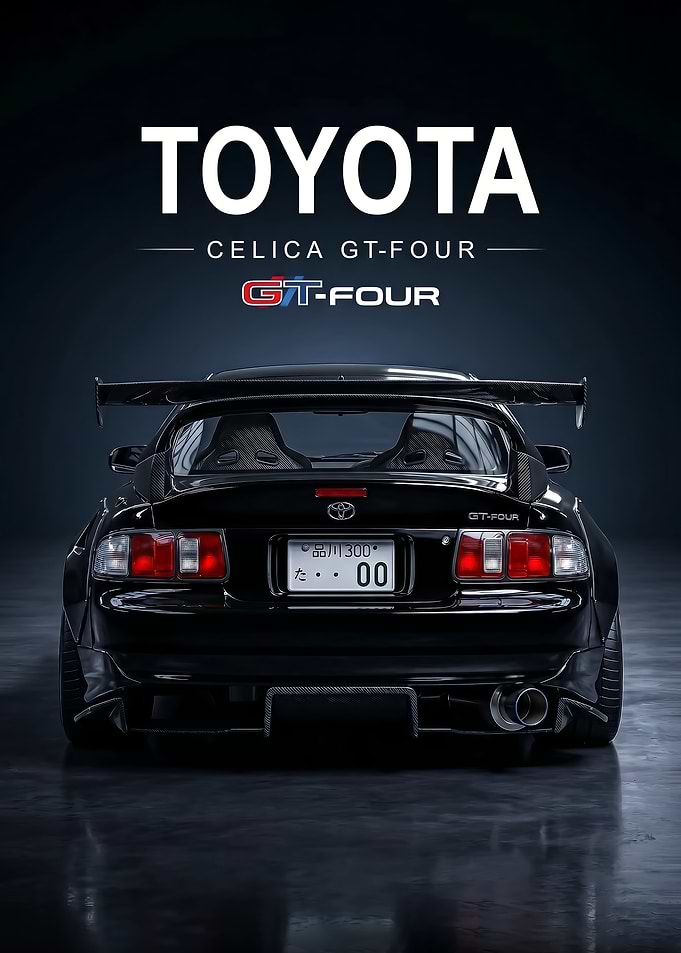 sleek Black Toyota Celica GT-Four car poster