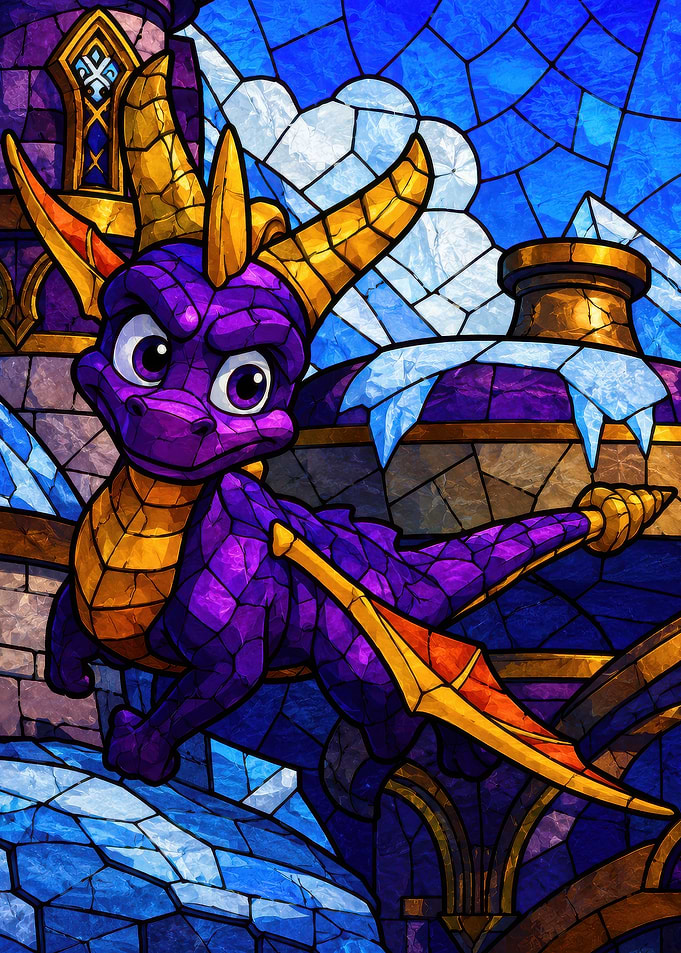 Spyro the Dragon Stained Glass Art