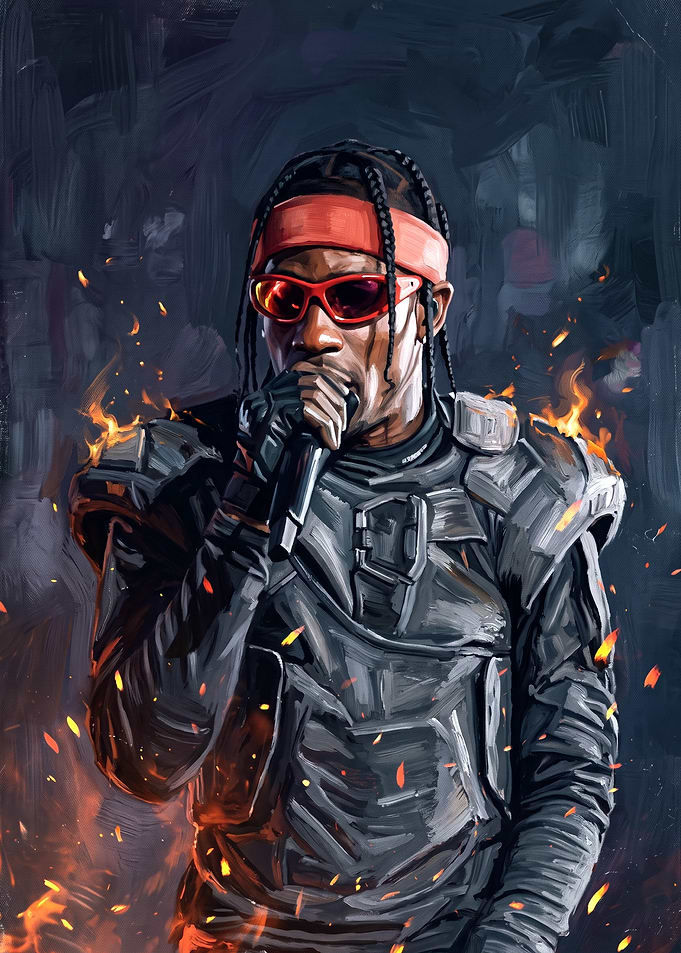 Travis Scott Performing with Flames
