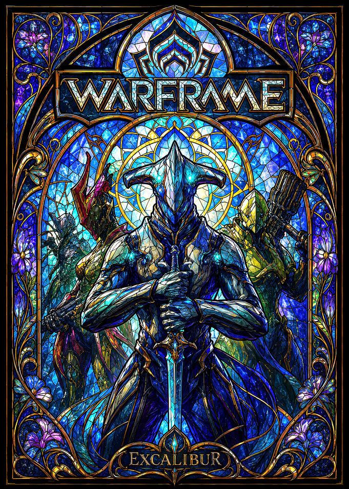 Warframe Excalibur Stained Glass Art
