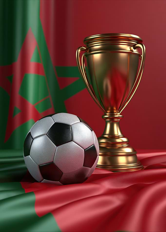 Moroccan Football Trophy and Ball