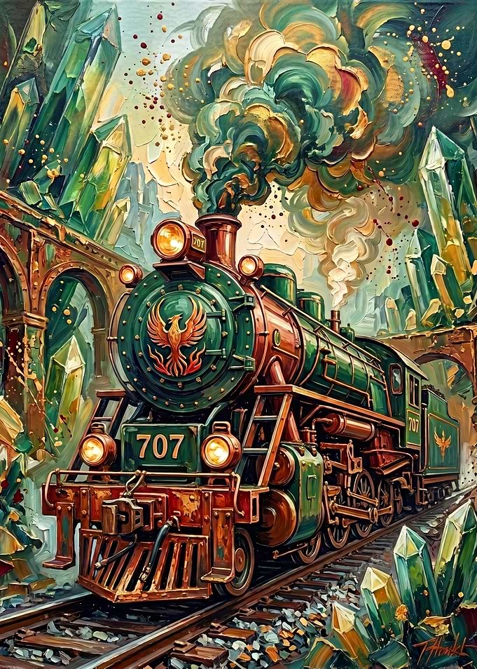 Fantasy Train Amidst Crystals