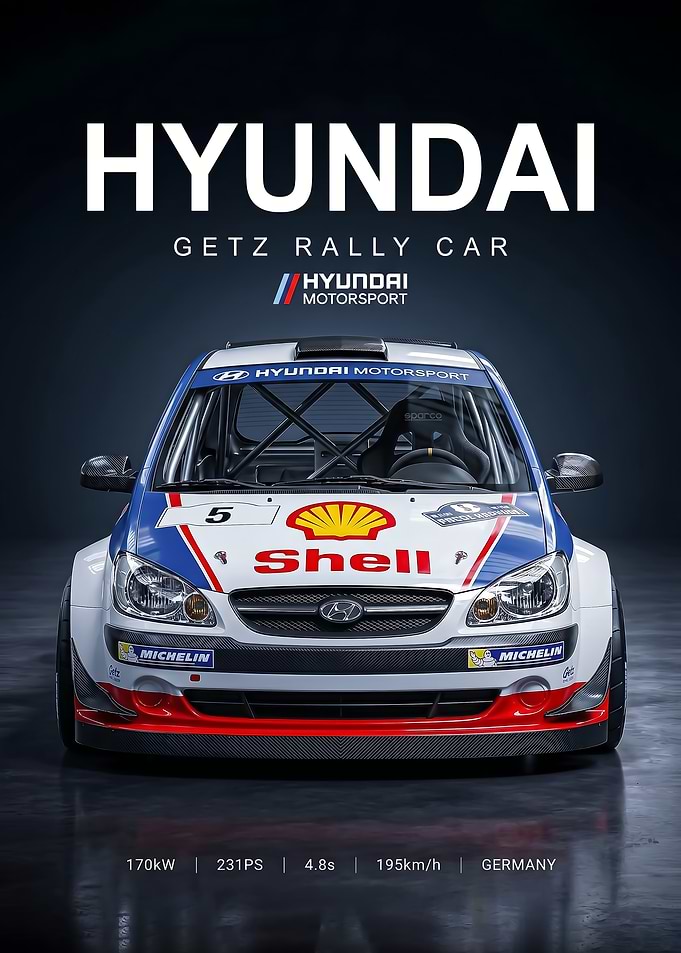 sleek race Hyundai Getz Rally Car poster