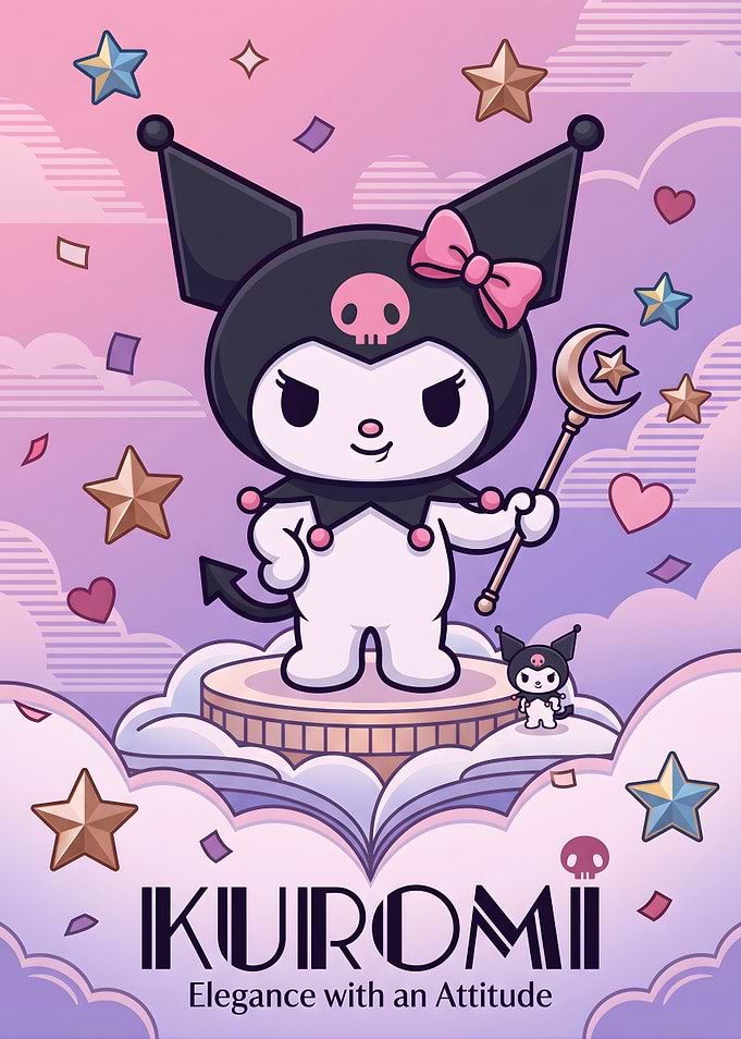 Kuromi with Moon Wand and Stars