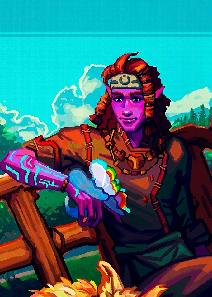 Fantasy Character with Glowing Tattoos