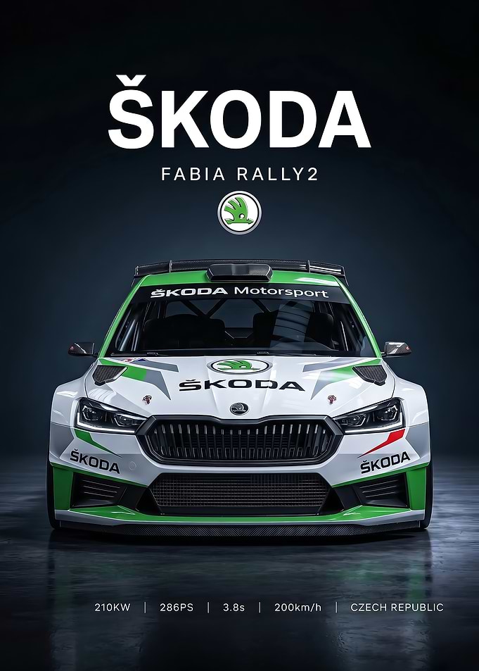 sleek race skoda Fabia Rally2 Car poster