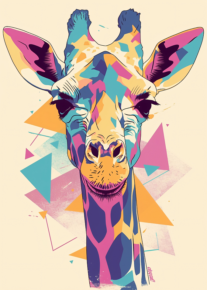 Colorful Geometric Giraffe Portrait