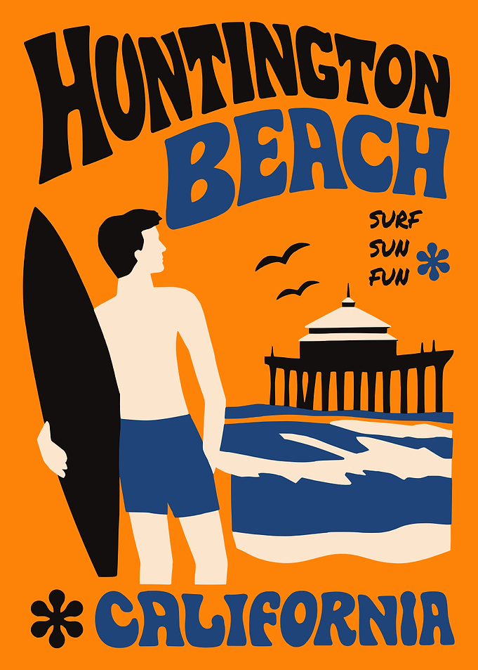 Huntington Beach Surf Poster