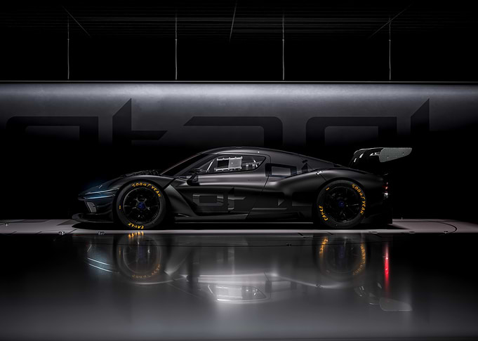 Black GT Race Car in Studio