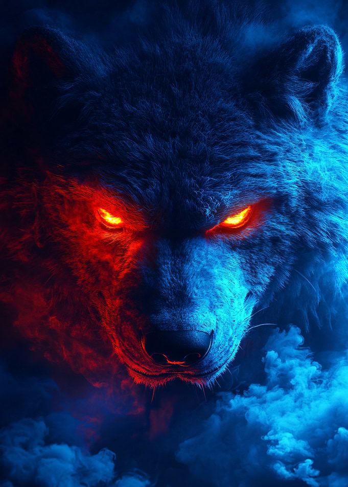 Fierce Wolf with Glowing Eyes