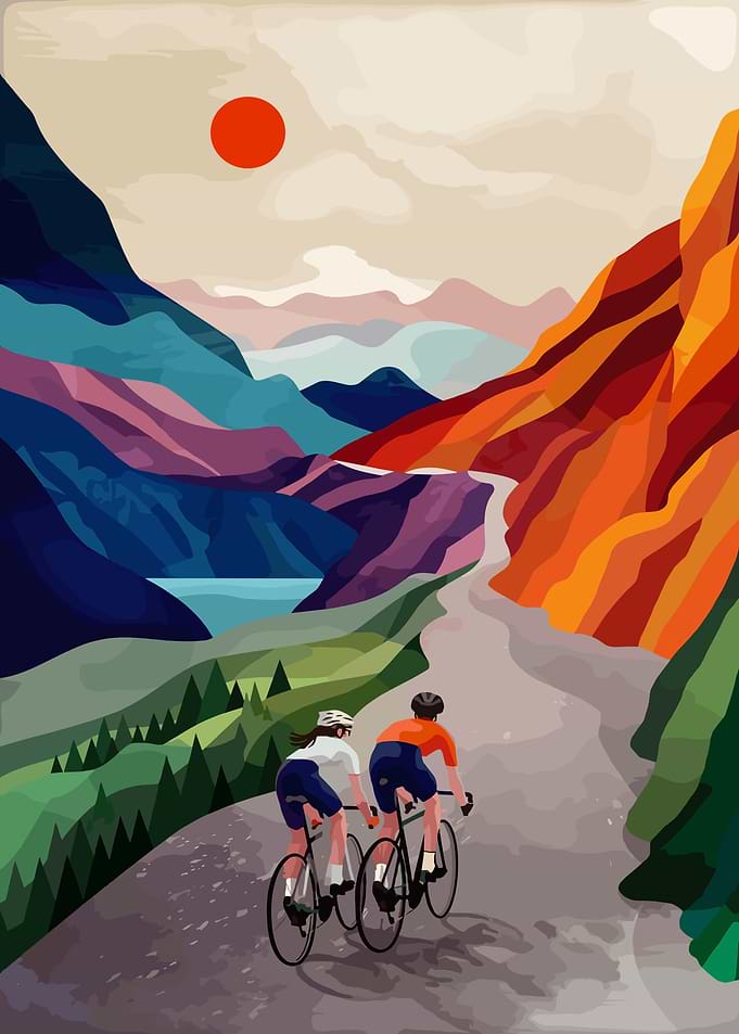 Cyclists on a Mountain Road