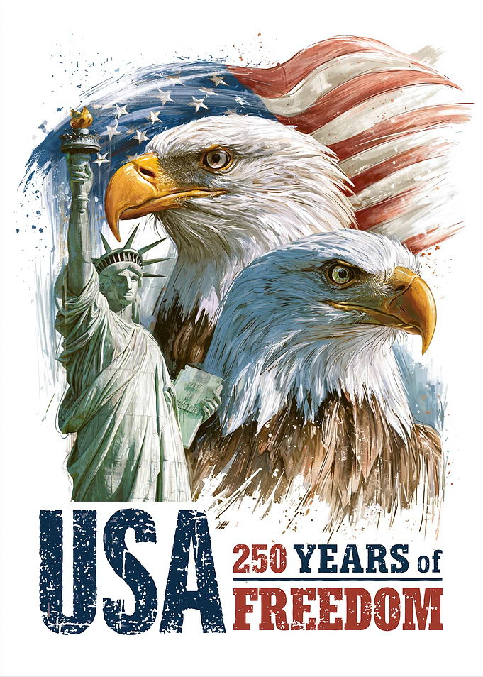USA 250 Years of Freedom Eagles Statue of Liberty