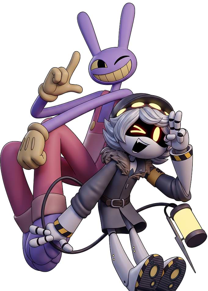 Murder drones Purple Rabbit and Robot Duo