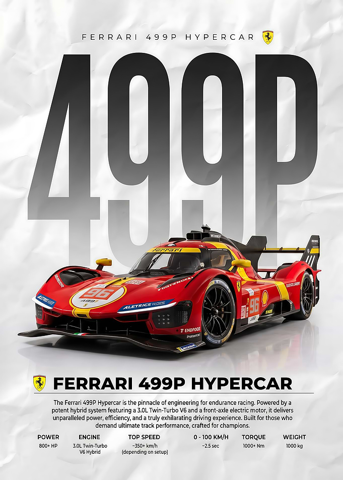 sleek race Ferrari 499P Hypercar Poster