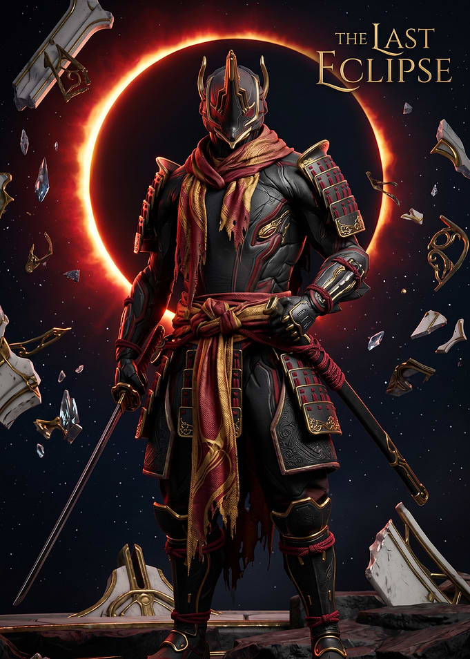 Umbra Samurai Warrior Under Solar Eclipse