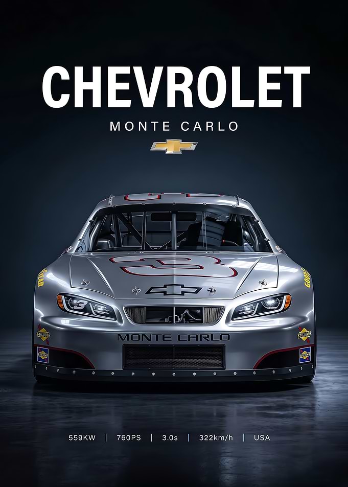 sleek Chevrolet Monte Carlo Race NASCAR Car poster