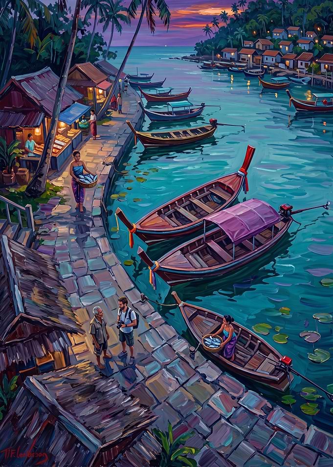 Tropical Village at Sunset