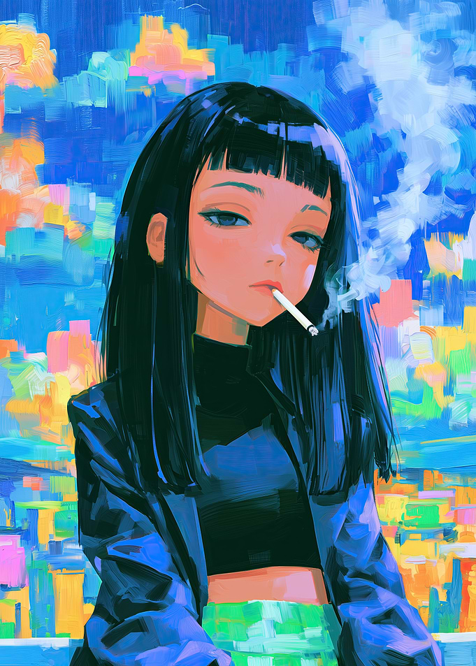 Vex's Smoke Break - Goth Anime Girl