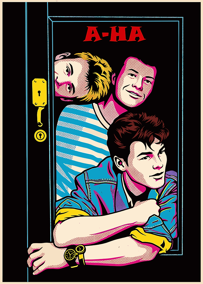A-ha Band Members Peeking Through Door
