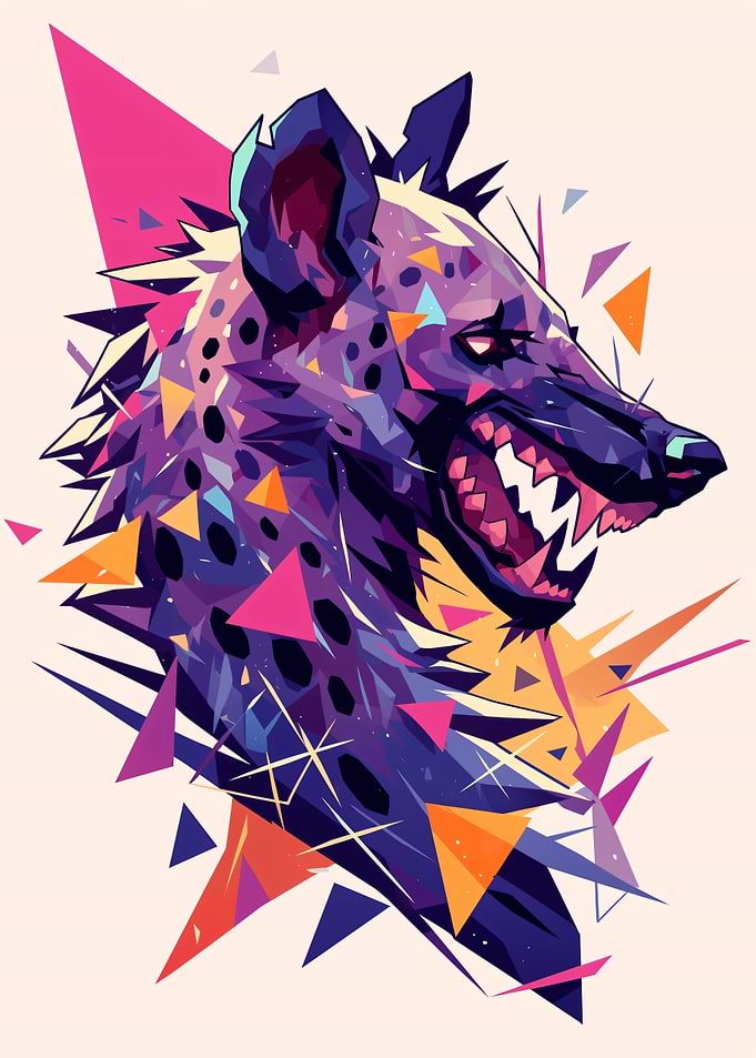 Aggressive Hyena with Geometric Shapes