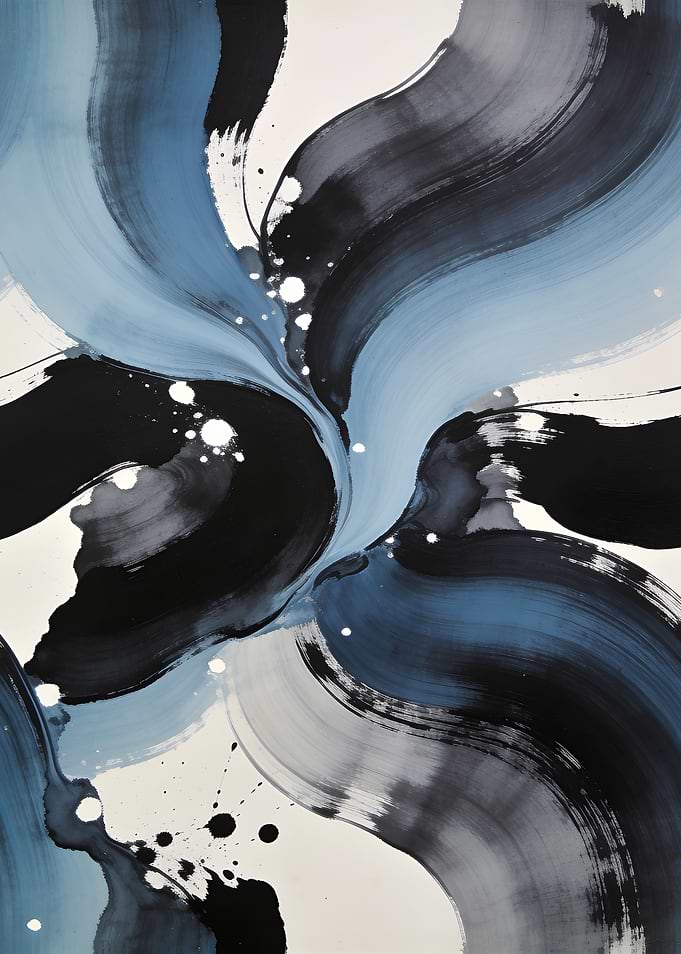 Abstract Blue and Black Brushstrokes