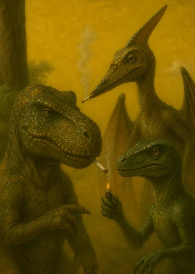 Dinosaurs Smoking Cigarettes