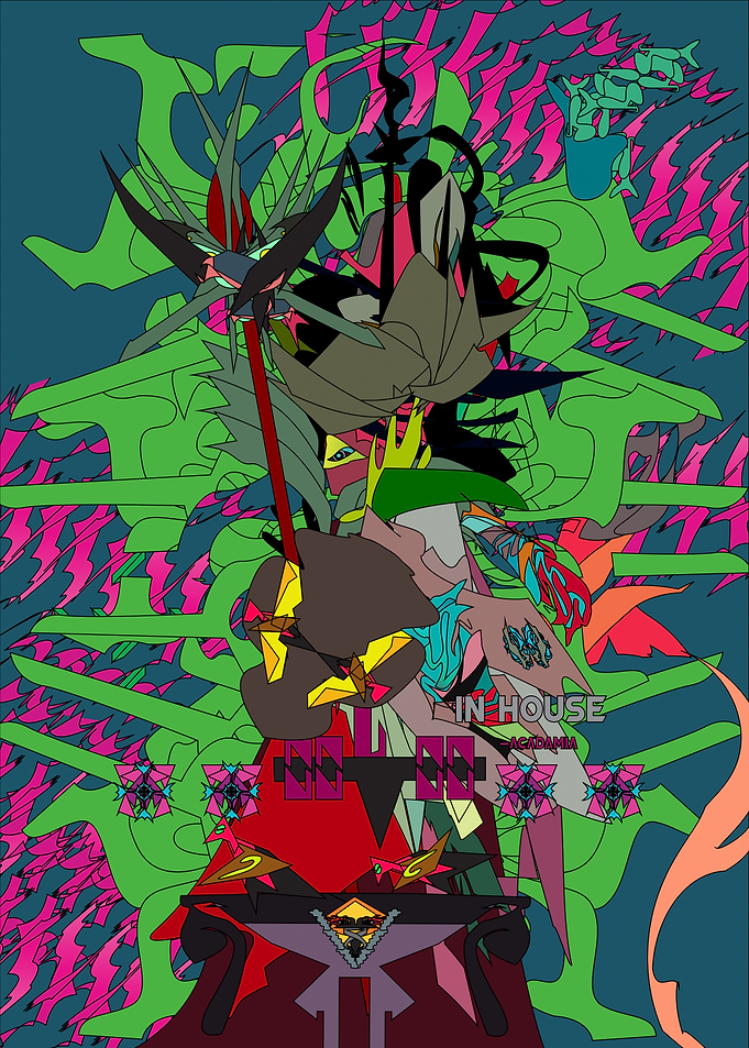 Abstract Digital Art with Geometric and Organic Shapes