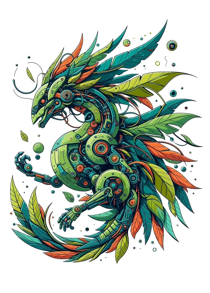 Mechanical Dragon with Feathers