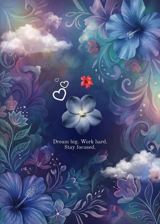 Dream Big Floral Motivational Art