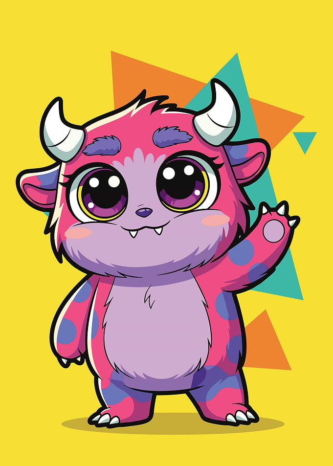 Cute Pink Monster Waving
