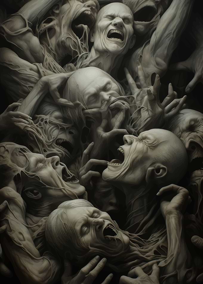 Disturbing Collage of Screaming Faces