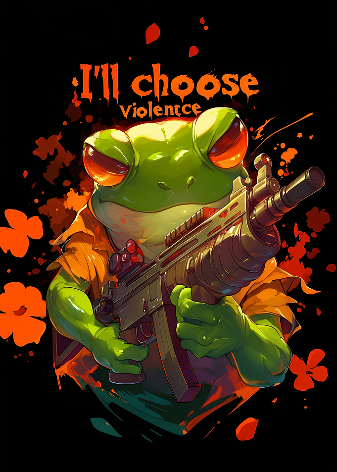 Frog with Gun and Text
