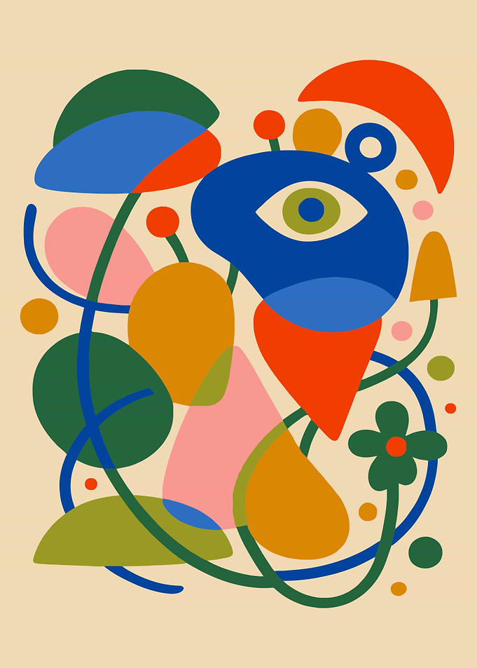 Abstract Mid-Century Modern Composition