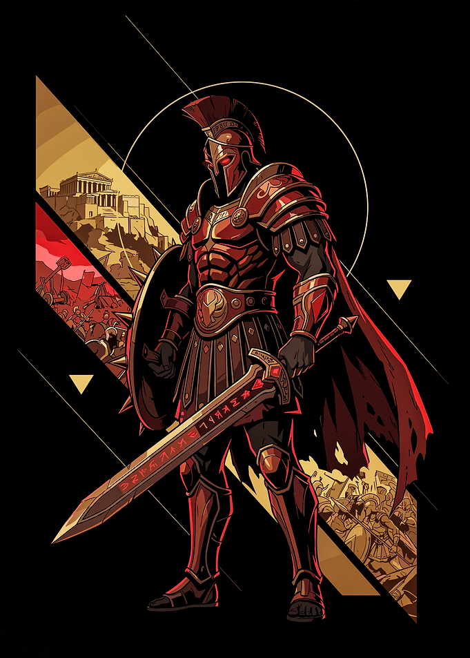 Spartan Warrior with Sword and Shield