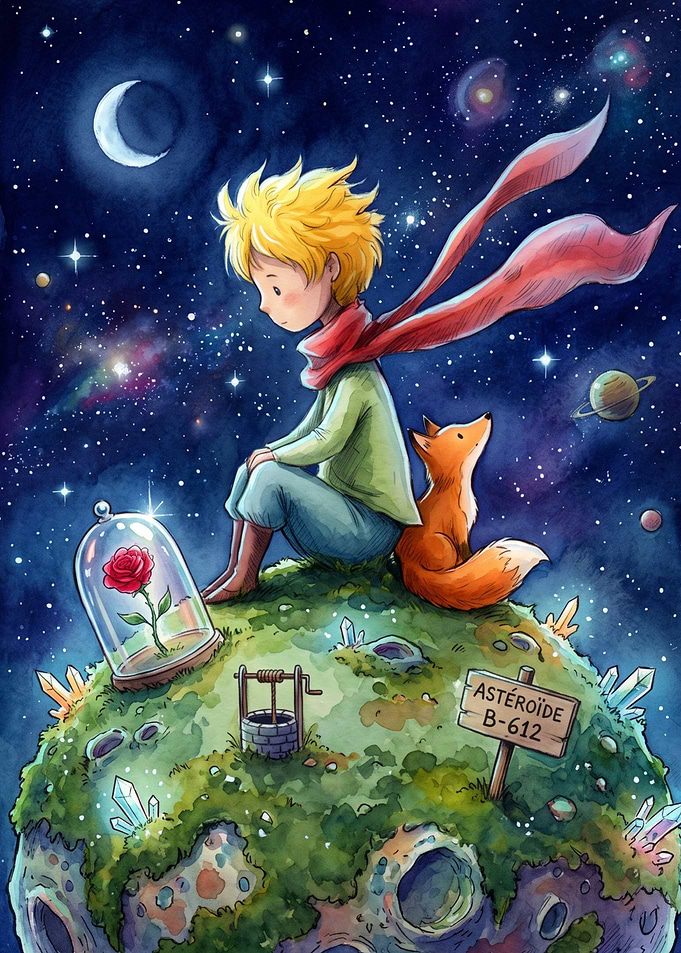 The Little Prince and his Fox in Space
