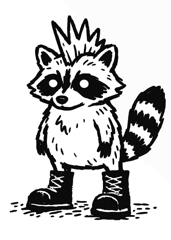 Punk Raccoon in Boots