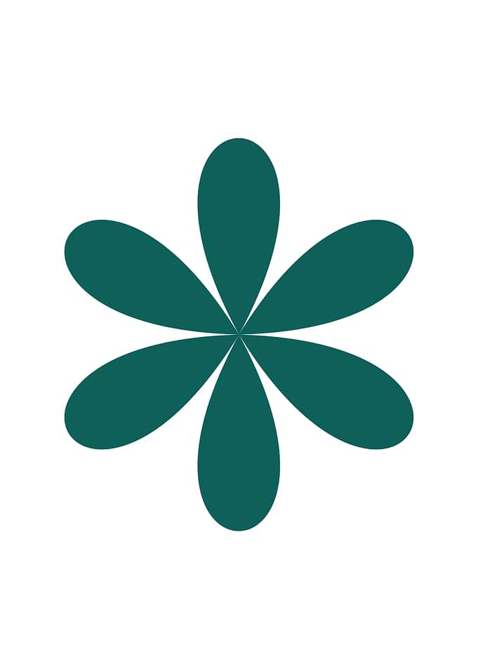 Teal Six-Petal Flower Icon