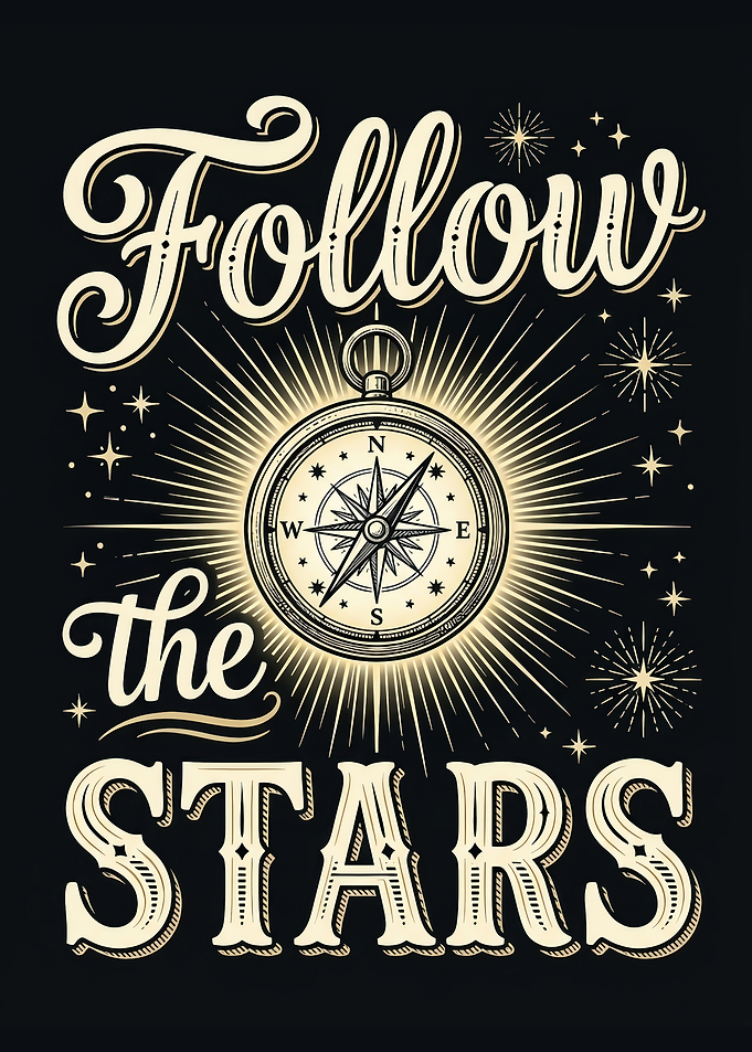 Follow the Stars Compass Inspirational and Adventurous Poster