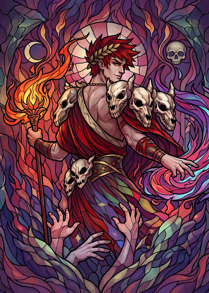Hades Zagreus Stained Glass Art